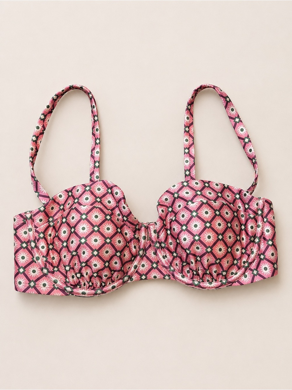 Shade & Shore Pink Floral Geometric Underwire Bra